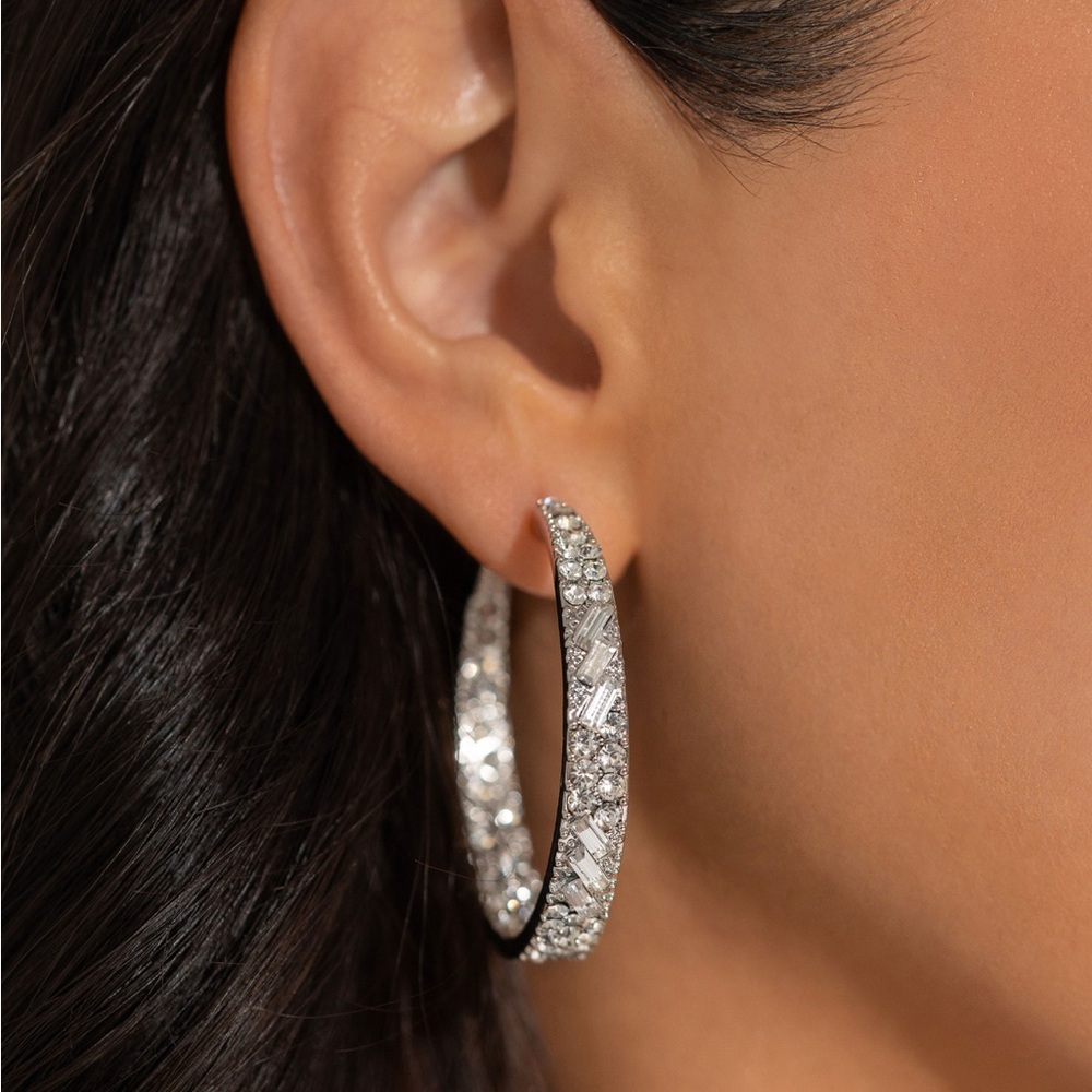 Paparazzi Dazzling Silver Hoop Earrings